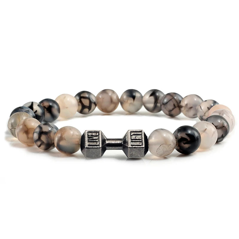 Natural Volcanic Stone Dumbbell Charm Strand Bracelets