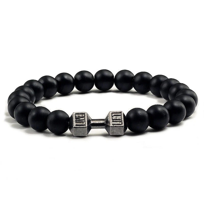 Natural Volcanic Stone Dumbbell Charm Strand Bracelets