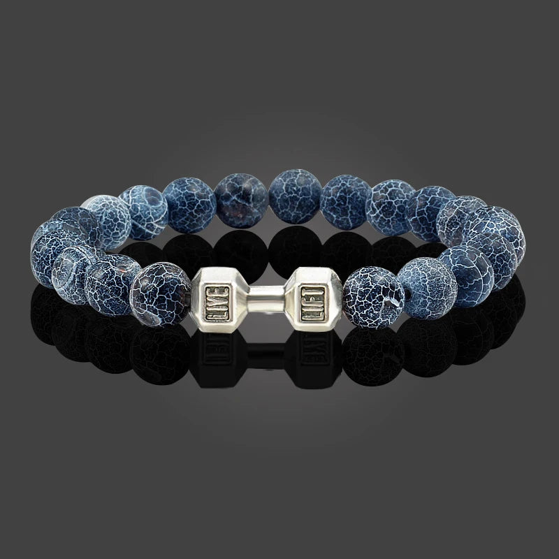 Natural Volcanic Stone Dumbbell Charm Strand Bracelets