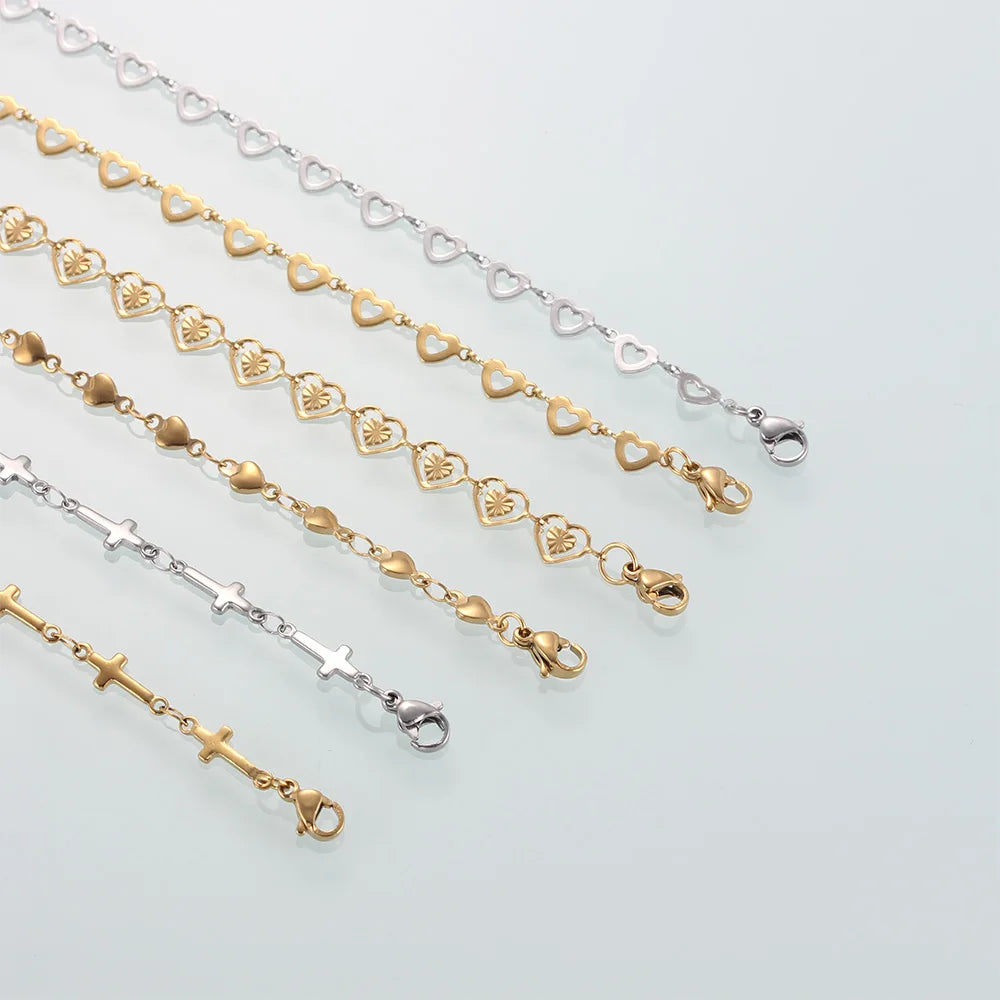 Classy Lady Heart Cross Charms Bracelets