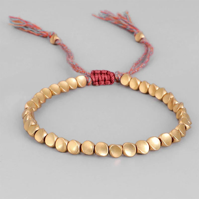Copper Beads Lucky Red Rope Bracelet