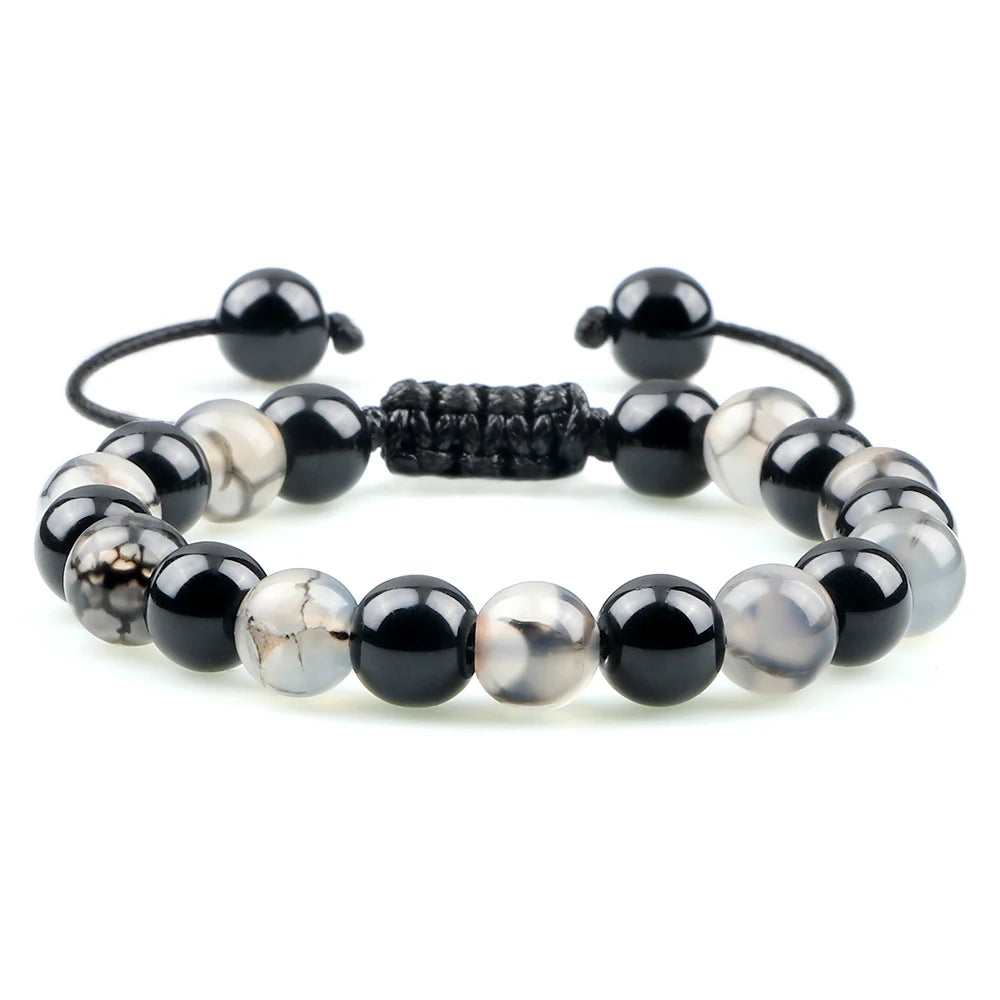 Blended Tiger Eye & Black Onyx Stone Charm Bracelets
