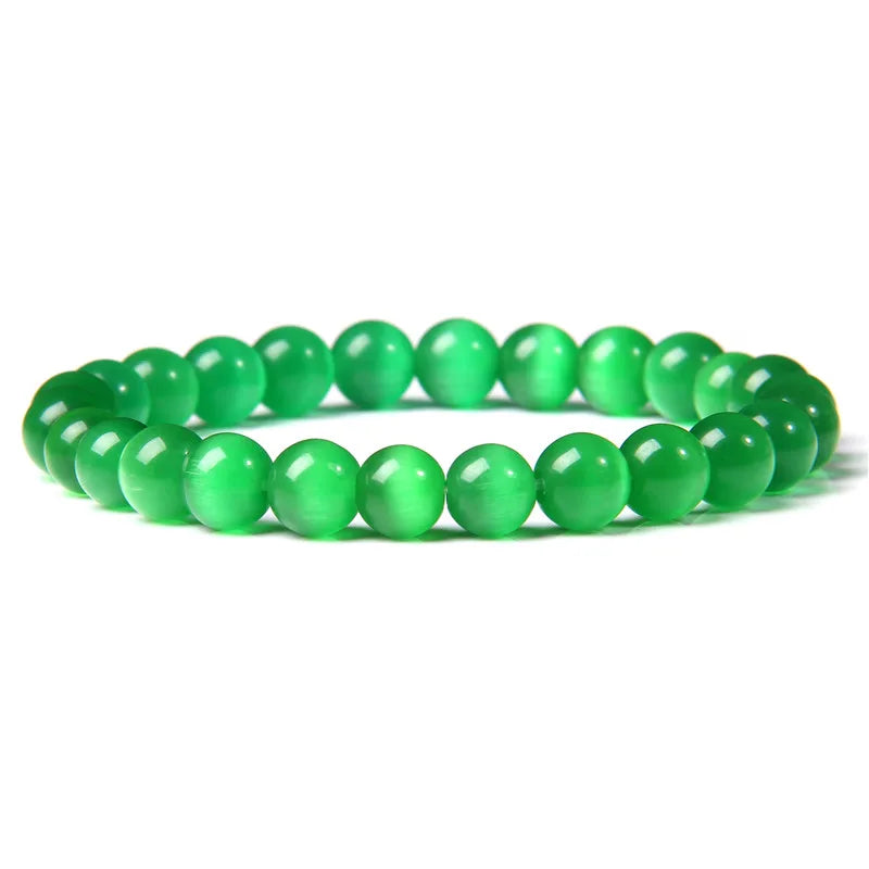 Vibrant Rainbow Pastel Color Cat Eye Stone Beads Bracelets