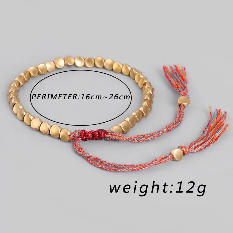 Copper Beads Lucky Red Rope Bracelet