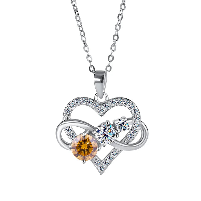 Luxury 1.8CT Diamond Infinite Love Heart Moissanite Pendant Necklace