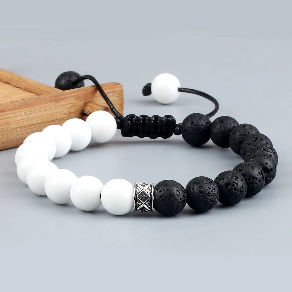 White Natural Half & Half Protection Abundance Stone Bracelets