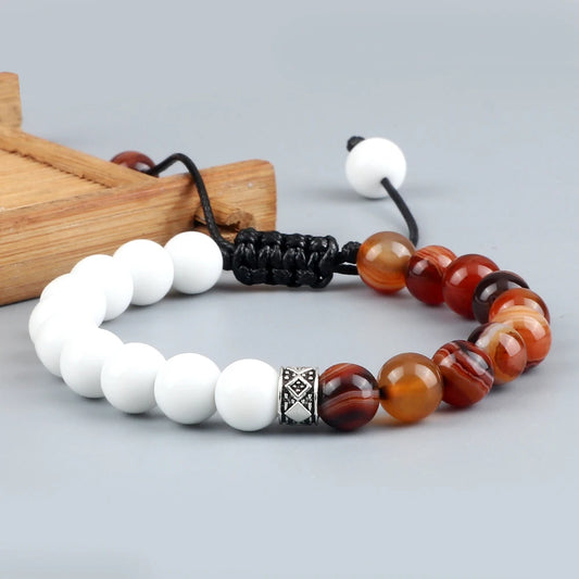 White Natural Half & Half Protection Abundance Stone Bracelets