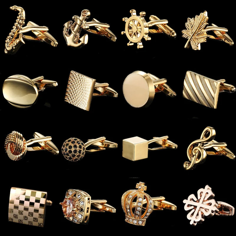Luxurious Gold Design Healing Copper Cuff Links