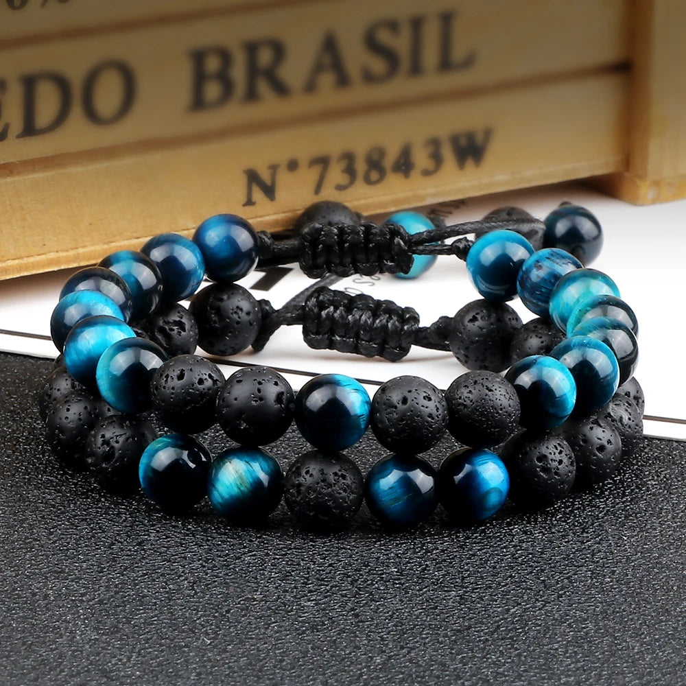 Luxurious Single & Double Black Lava Beads Bracelets