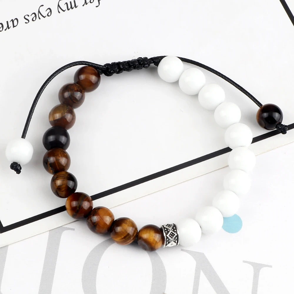 White Natural Half & Half Protection Abundance Stone Bracelets