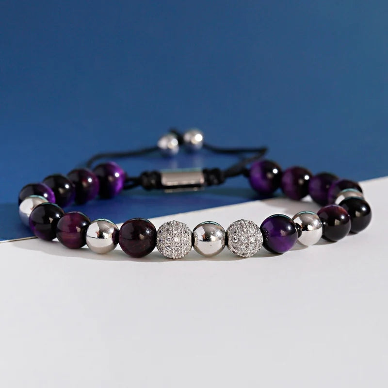 Multicolored Tiger Eye Crystal Weaving Adjustable Bracelet