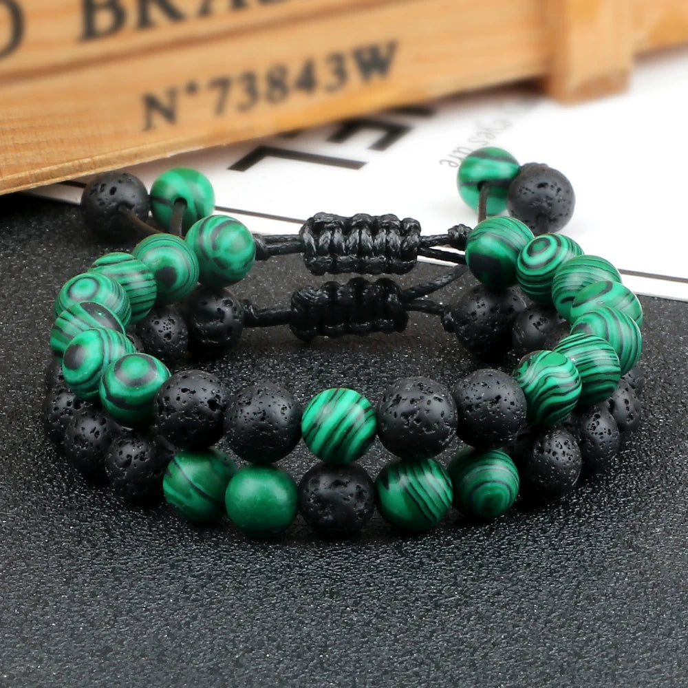 Luxurious Single & Double Black Lava Beads Bracelets