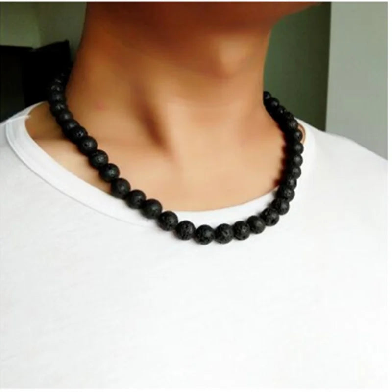 Black Lava Stone Yellow Tiger Eye Choker Necklace