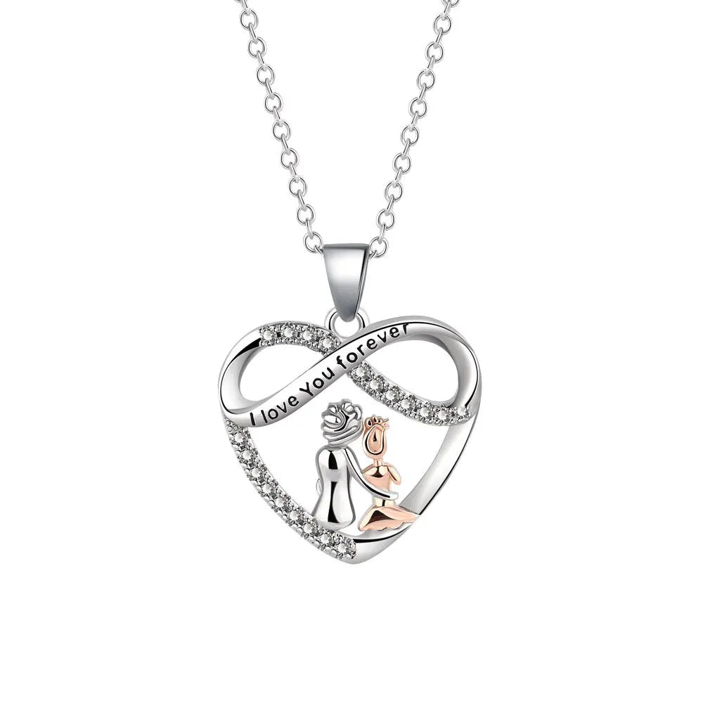 Luxurious Diamond Studded Infinite Heart Pendant Necklace