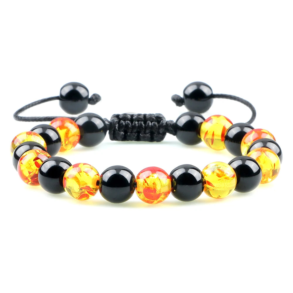 Blended Tiger Eye & Black Onyx Stone Charm Bracelets