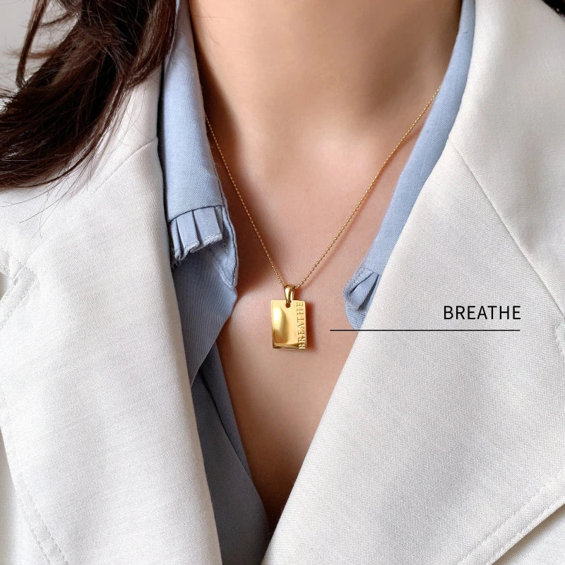 Smooth Comfy Messenger Engraved Square Pendant Dog Chain