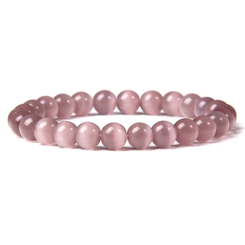 Vibrant Rainbow Pastel Color Cat Eye Stone Beads Bracelets