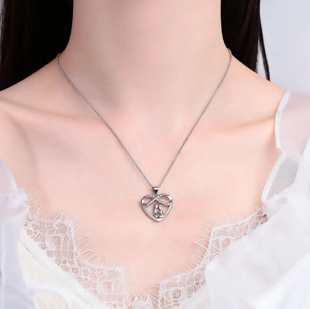 Luxurious Diamond Studded Infinite Heart Pendant Necklace