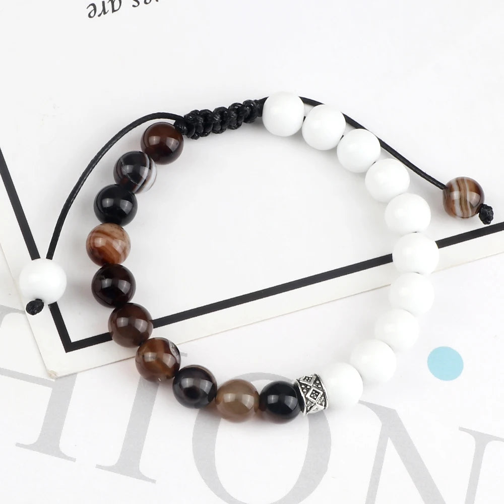 White Natural Half & Half Protection Abundance Stone Bracelets