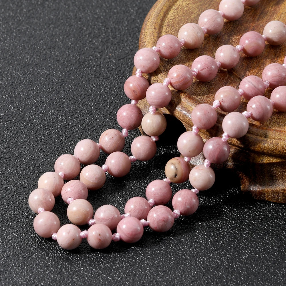 Natural Rhodochrosite Beaded Necklace with Tree of Life Pendant