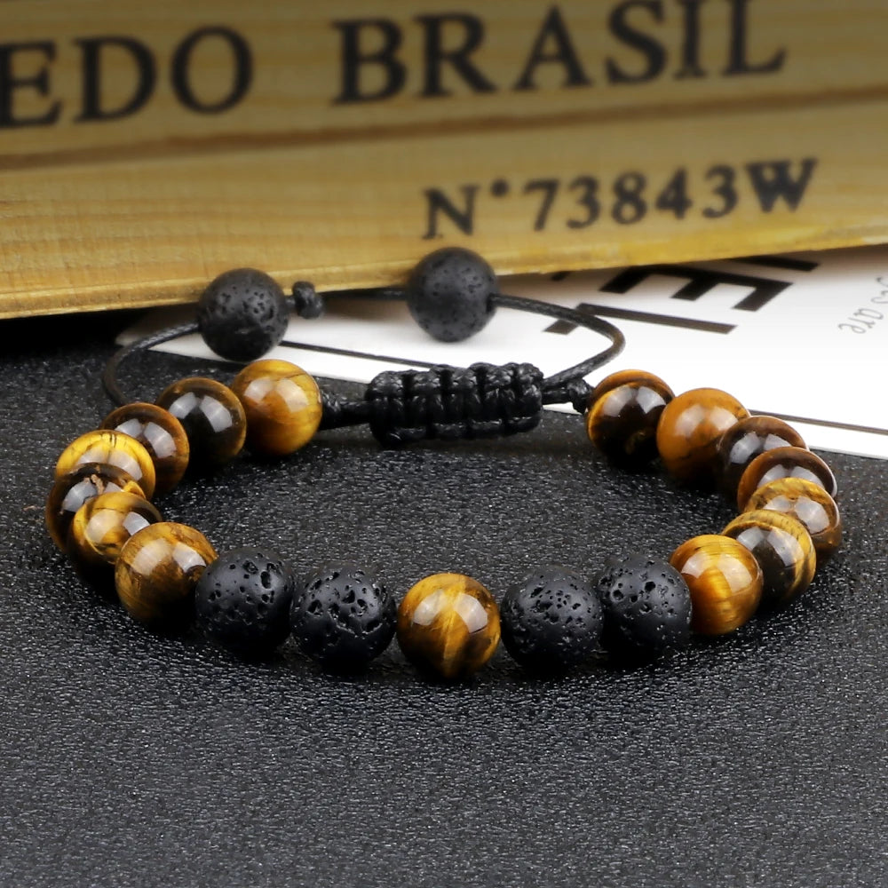 Luxurious Single & Double Black Lava Beads Bracelets