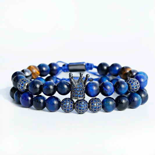 Luxury Tricolor Gold Crown Ball Bracelet Sets