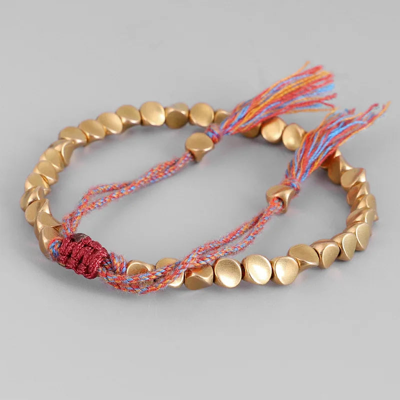 Copper Beads Lucky Red Rope Bracelet