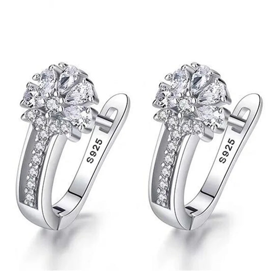 Inlaid Charm Crystal Flower Earrings