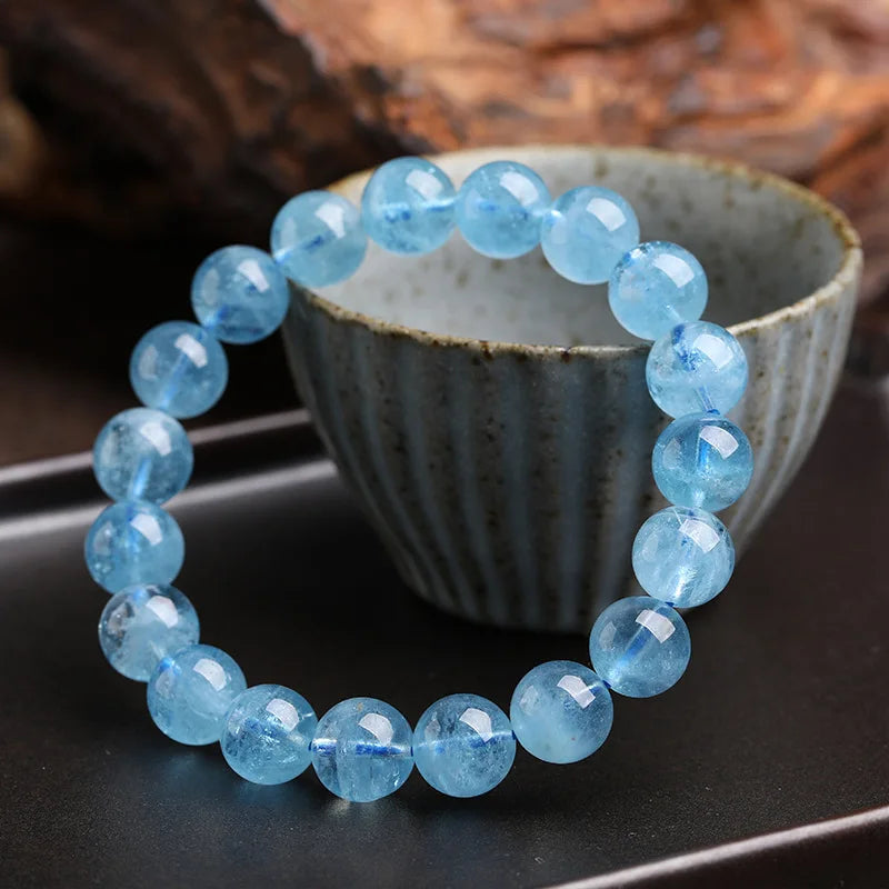 Natural Sky Blue Aquamarines Crystal Bracelet