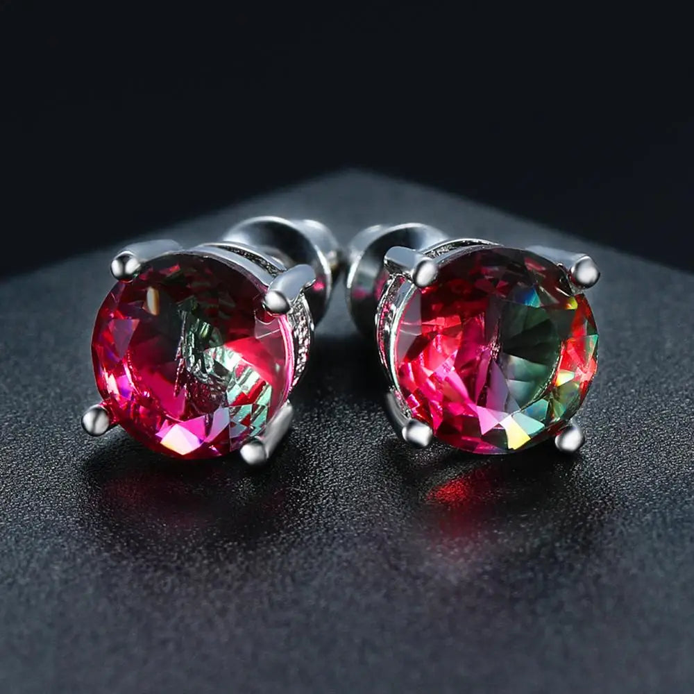 Mystic Rainbow Fire Crystal Birthstone Earrings