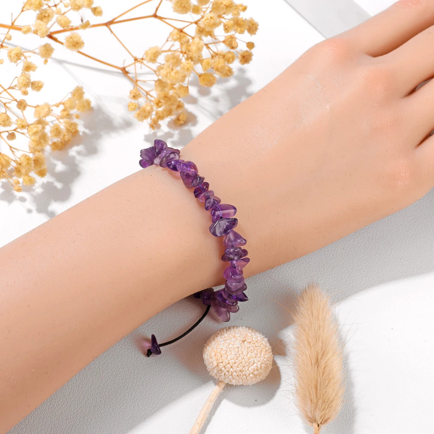 Energy Restoration Natural Chipped Gravel Stone Card Bracelets
