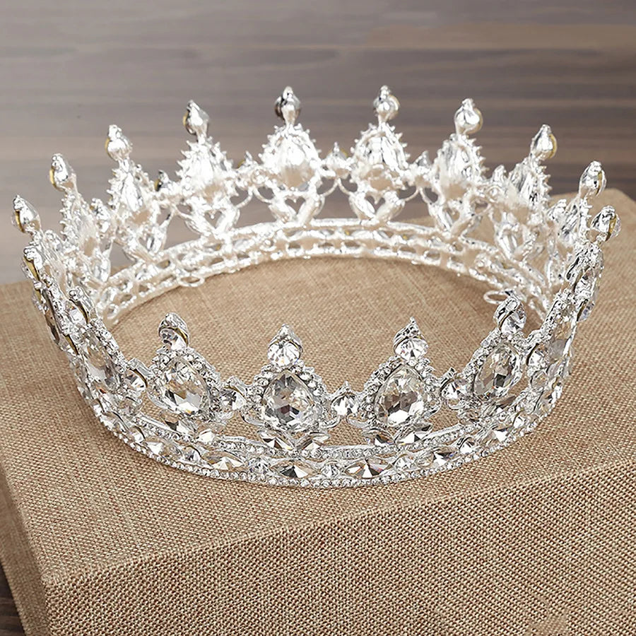 Crystal Rhinestone Queen King Tiara Crowns
