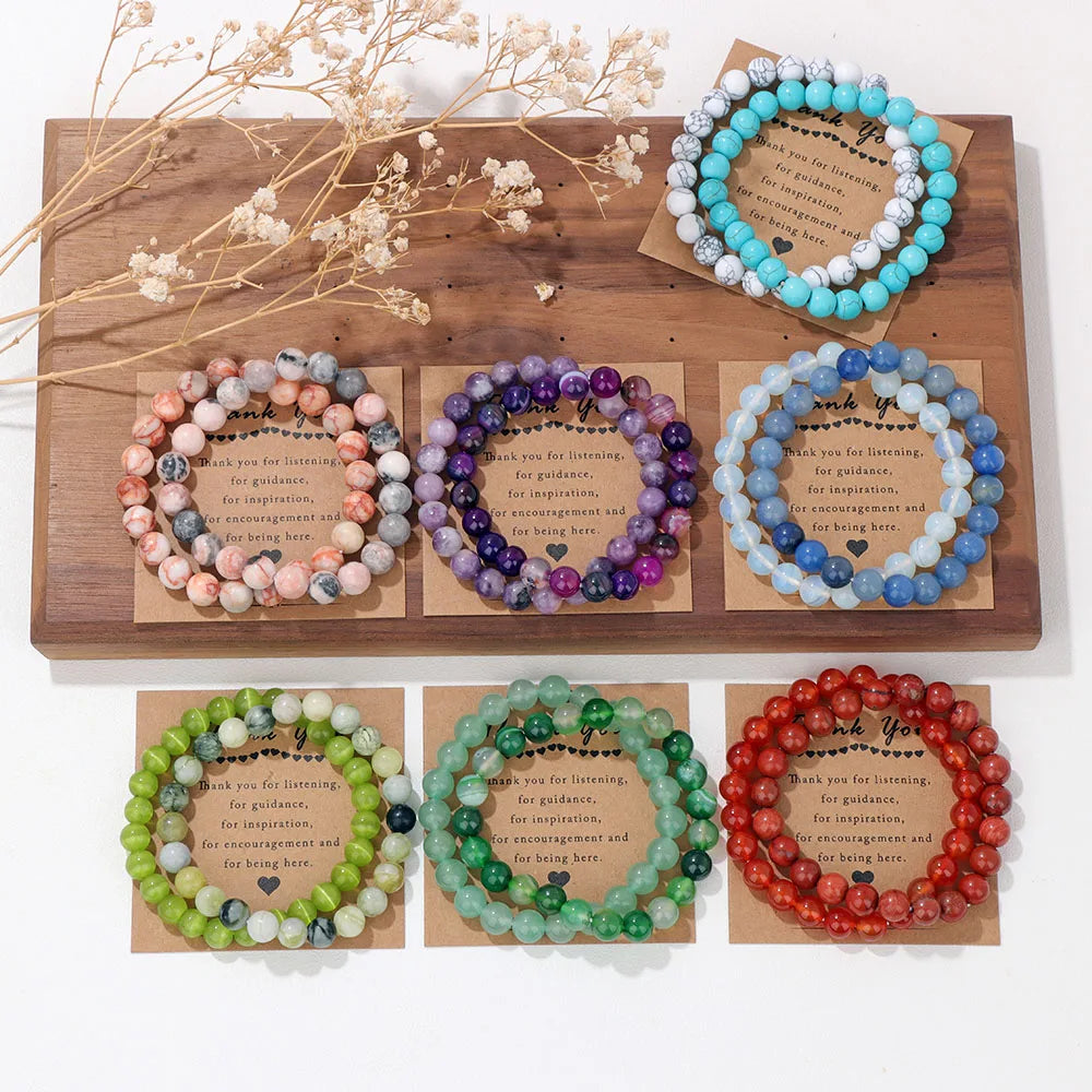 Natural Stone "Thank You" Card Bracelets