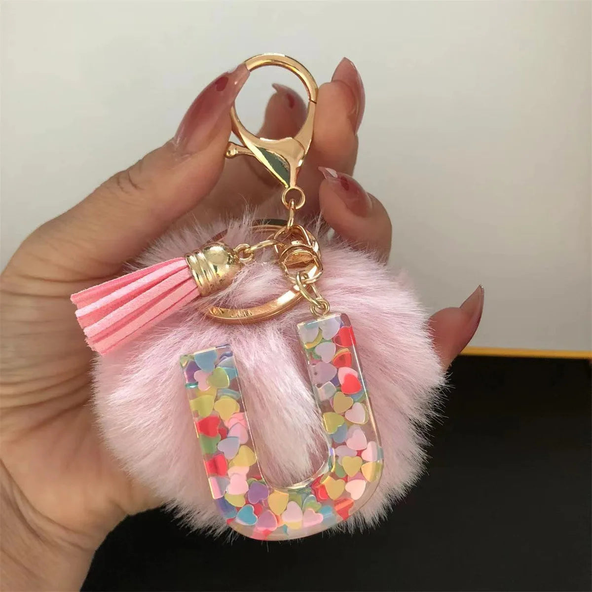 Pretty Pink Initials Alphabet Keychain Pendant