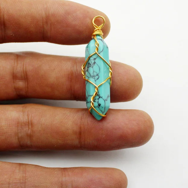 Crystal Glass-Stained Hexagonal Column Pendant