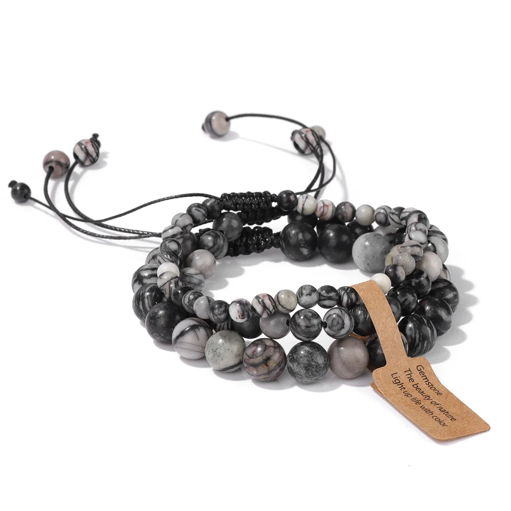 Universal Natural Stone Healing Mixed Size Beaded Bracelets