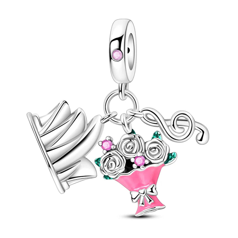 Romantic Bouquet Flower Love Language Theme Charms