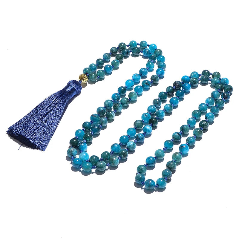 Ocean Blue Apatite Bead Necklace Bracelet Set