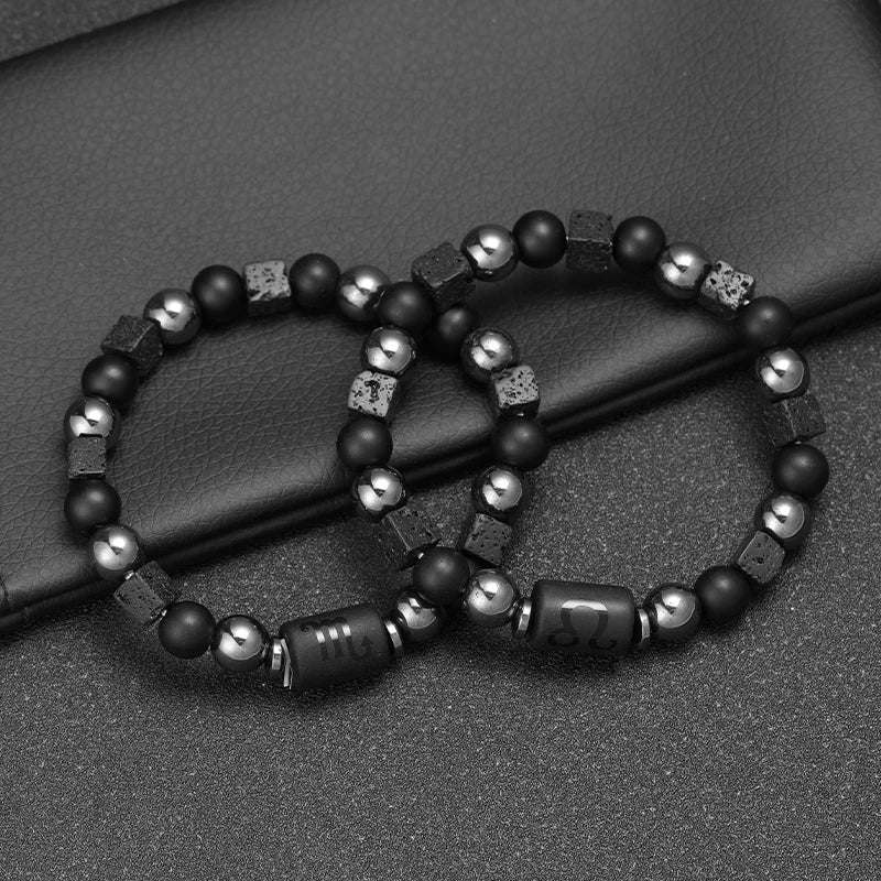Obsidian Natural Stone 12 Zodiac Signs Bracelets