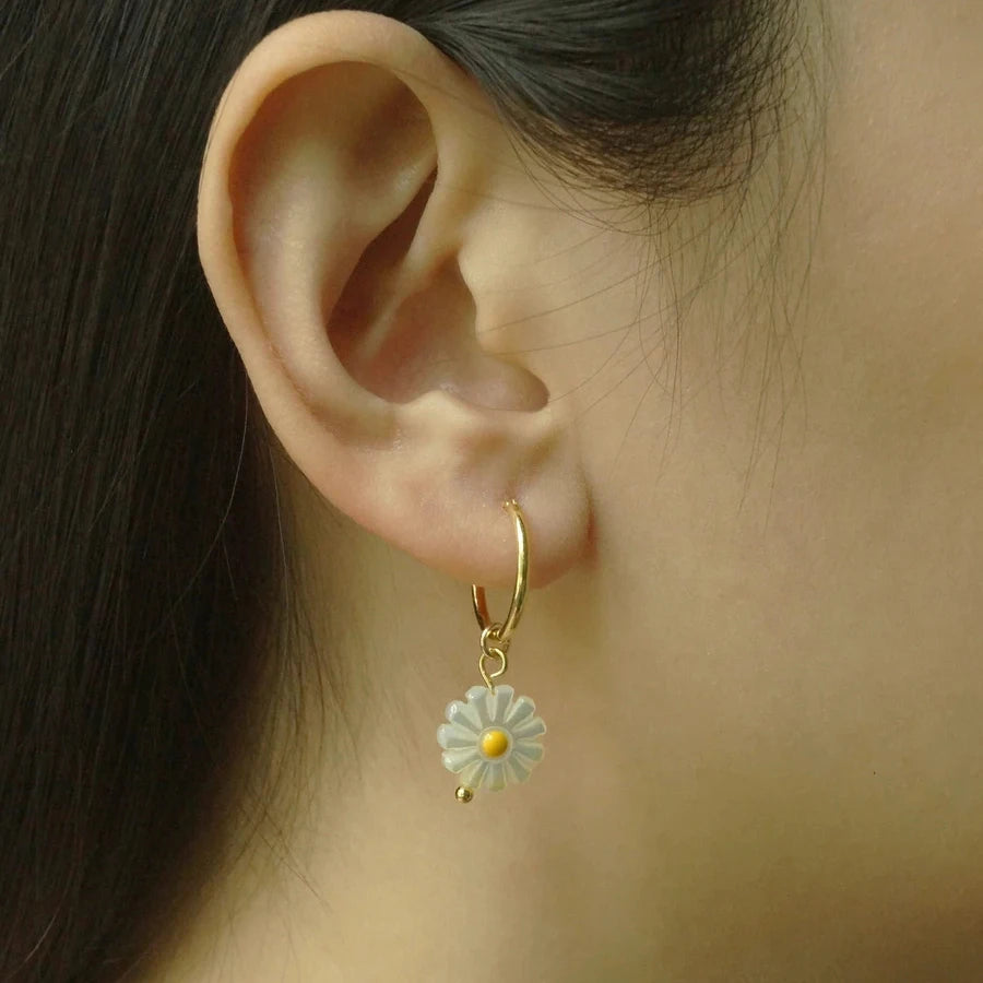 Natural Stone Beads Golden Hoop Earrings