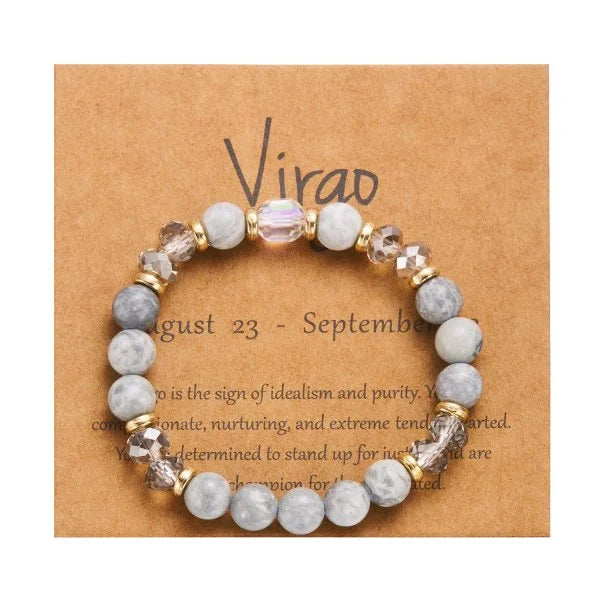 Gorgeous Glass 12 Zodiac Crystal Beaded Bracelet