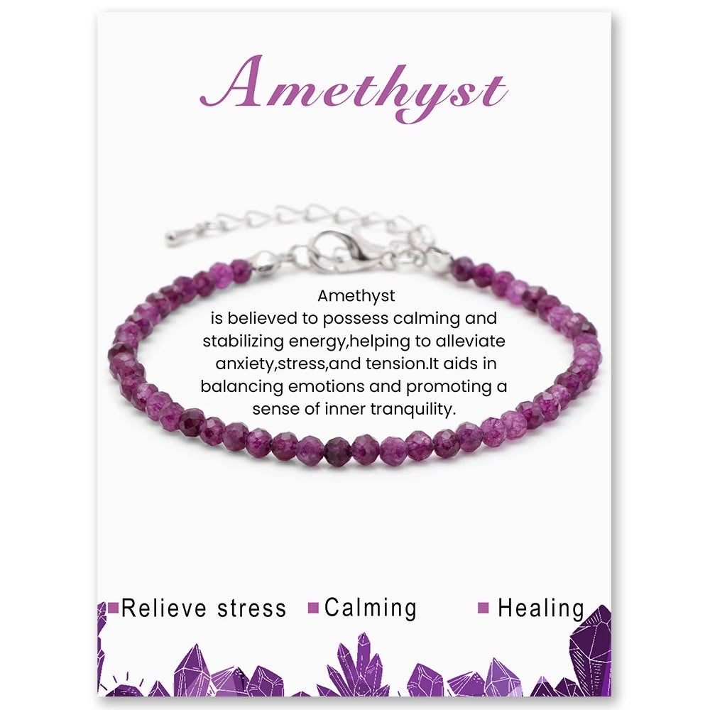 Natural Amethysts Charm Bracelet Series