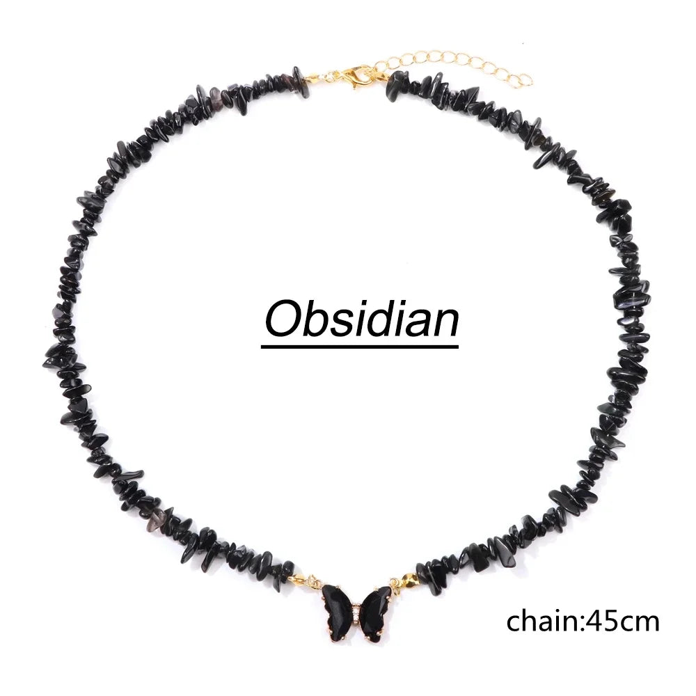 Butterfly Pendant Necklace Gravel Bracelets