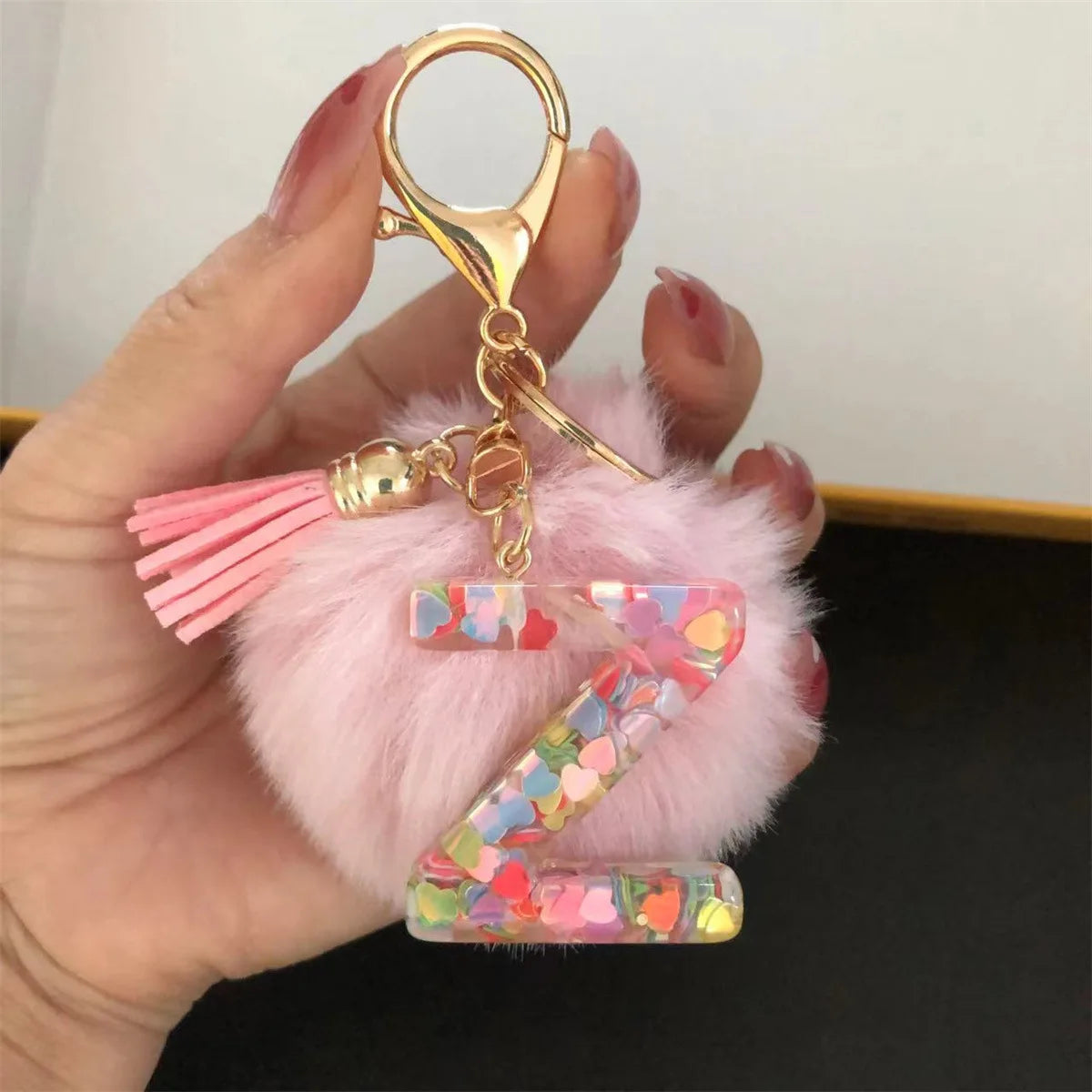 Pretty Pink Initials Alphabet Keychain Pendant