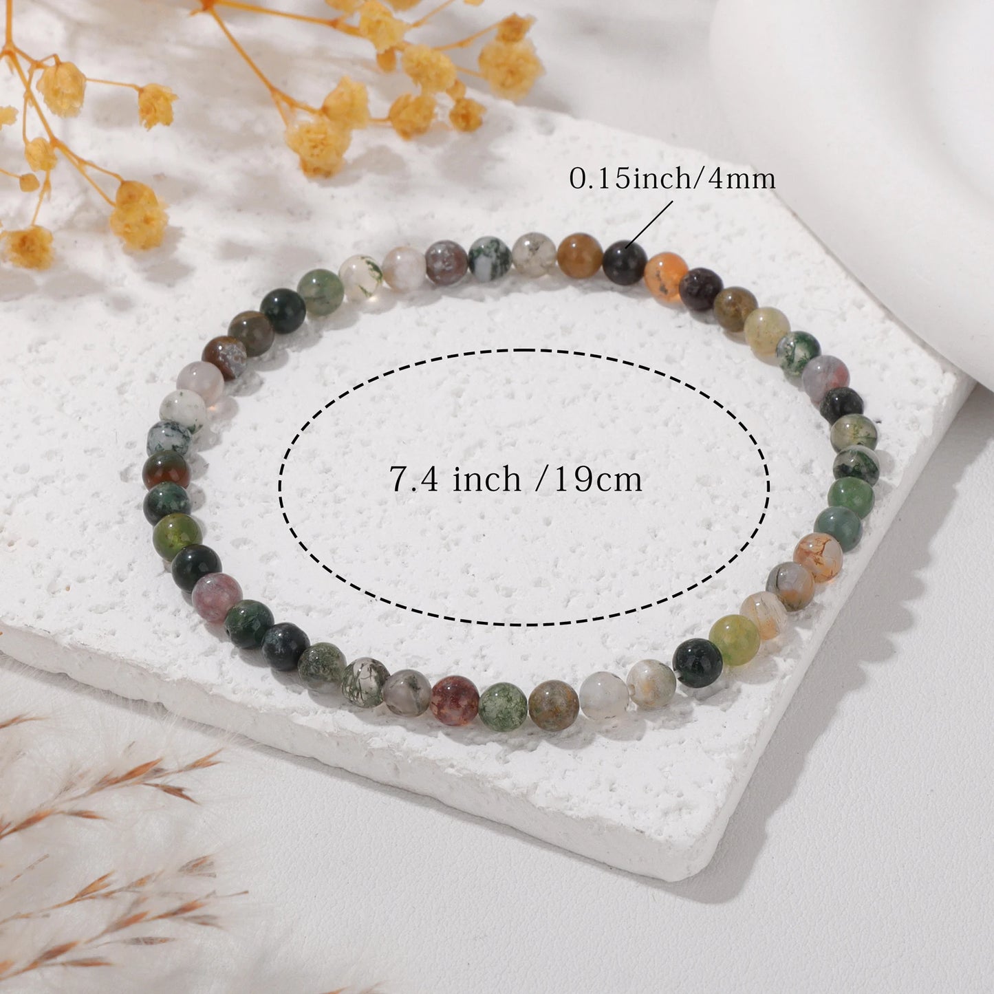 Polished Natural Indian Agates Stone Bracelets with Card