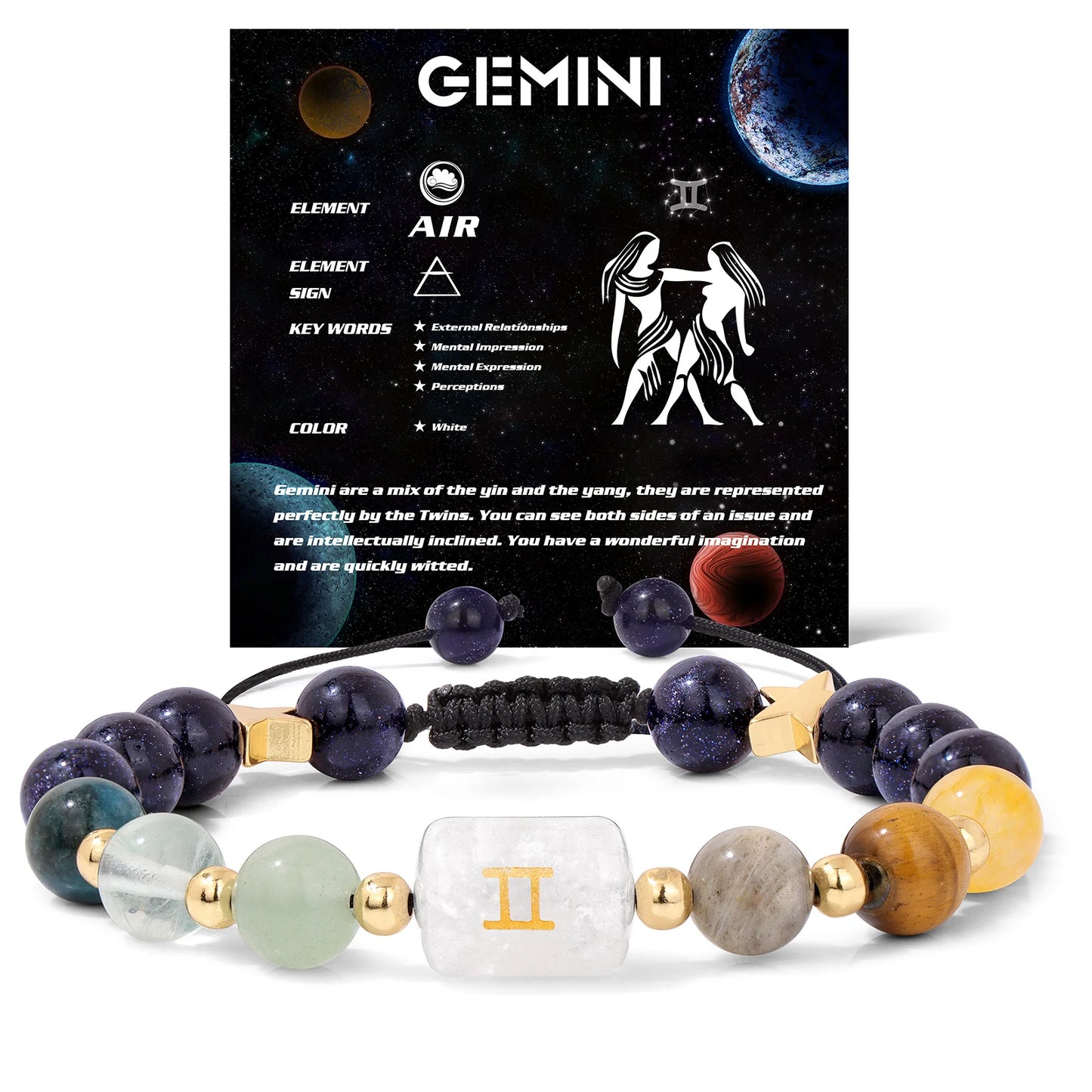 Personalized 12 Zodiac Natural Stone Crystal Beads Bracelet