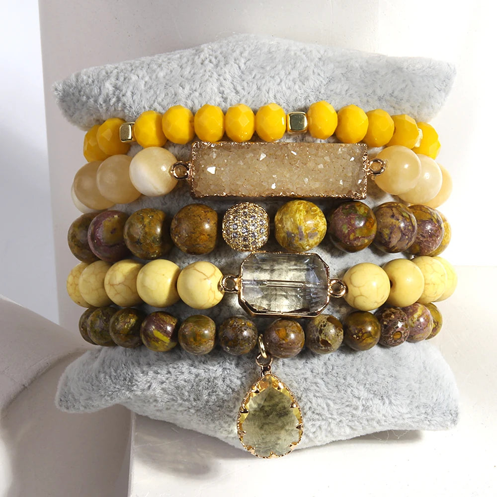 Crystal Glass Druzy Bracelet Dorp Charms Bracelets Sets