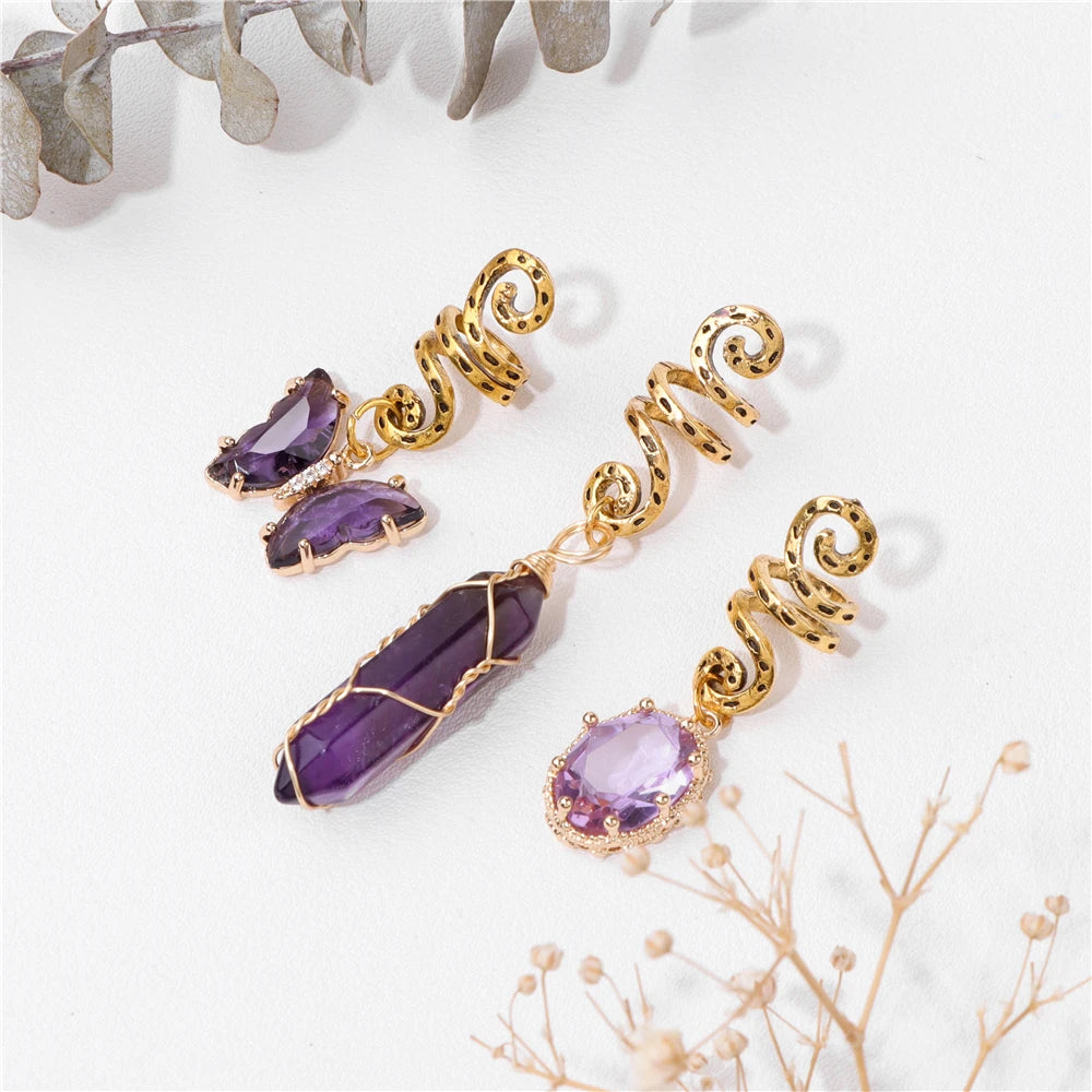 Crystal Butterfly Hexagonal Prism Shape Hair Clip 3pcs/Set