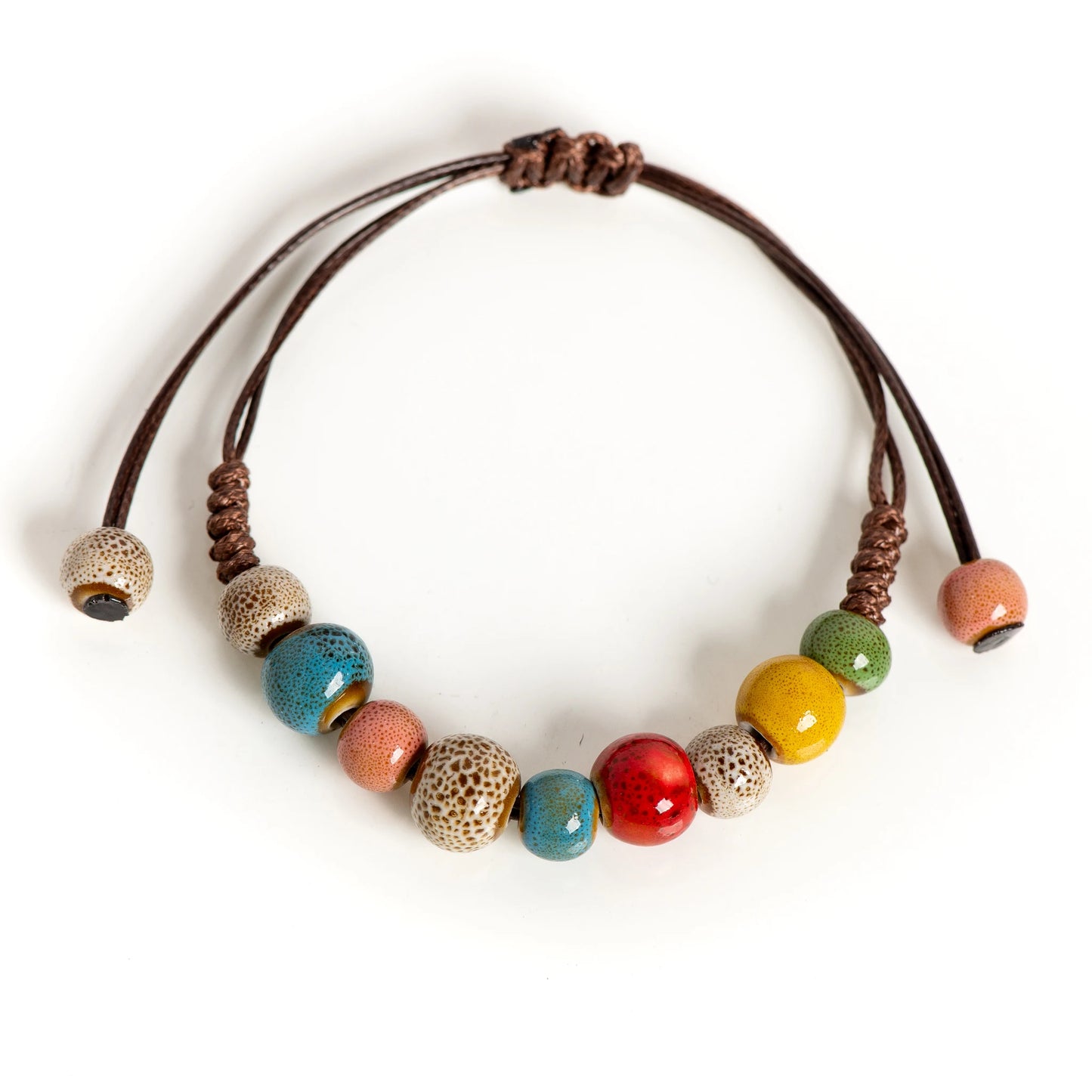 Beautiful Bohemian Spotted Ceramic Bead Bracelet