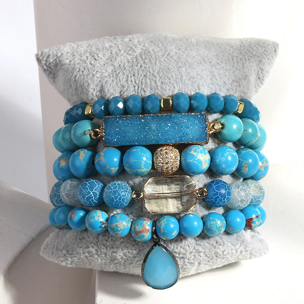 Crystal Glass Druzy Bracelet Dorp Charms Bracelets Sets
